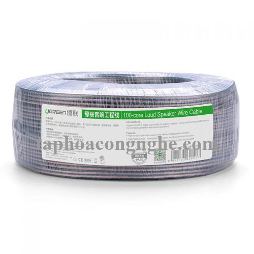 Ugreen 20853 100M Màu Đen Cáp âm thanh loa 200 tim AV137 30020853